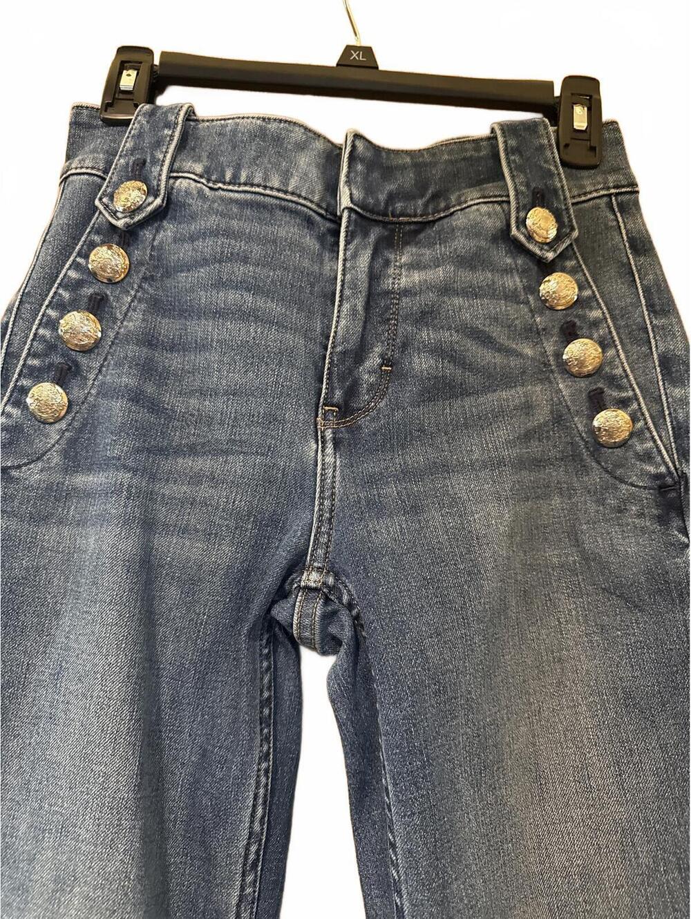 White House Black Market Straight Leg Embellished Button Jeans Blue Size 2 - Picture 4 of 8